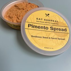 Sunflower Seed & Carrot Spread (Pimento) vegan pimento cheese alternative with sunflower seeds, shredded carrots, and pimento pepper