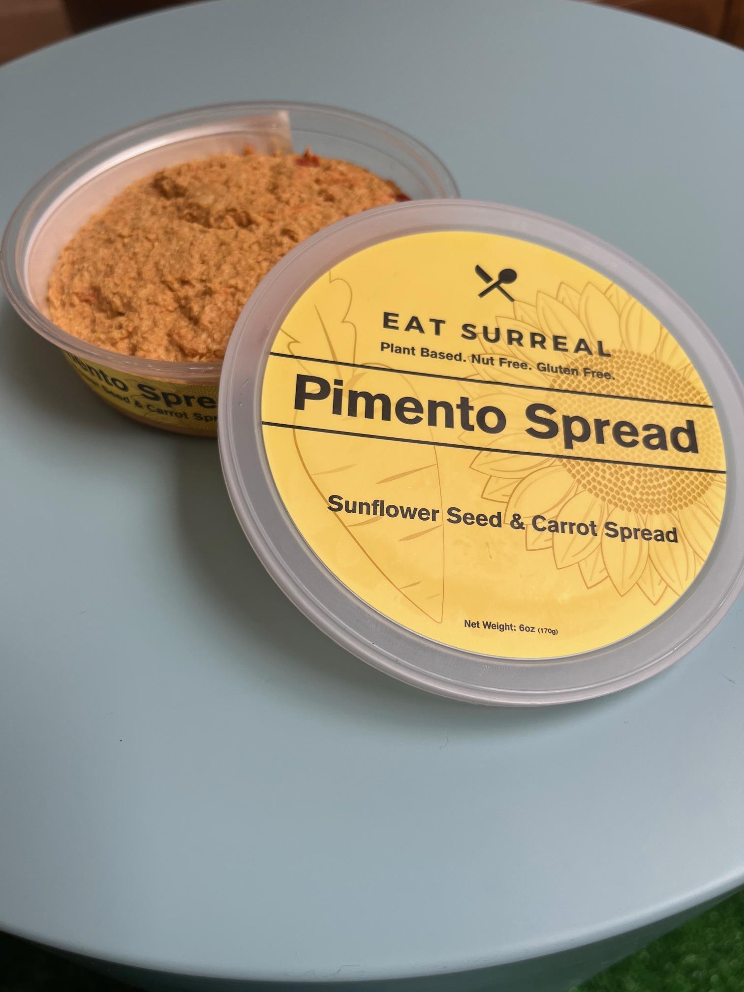 Sunflower Seed & Carrot Spread (Pimento) vegan pimento cheese alternative with sunflower seeds, shredded carrots, and pimento pepper