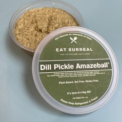 Dill Pickle Amazeball Spread vegan pickle cheeseball alternative with sunflower seeds and dill seasoning