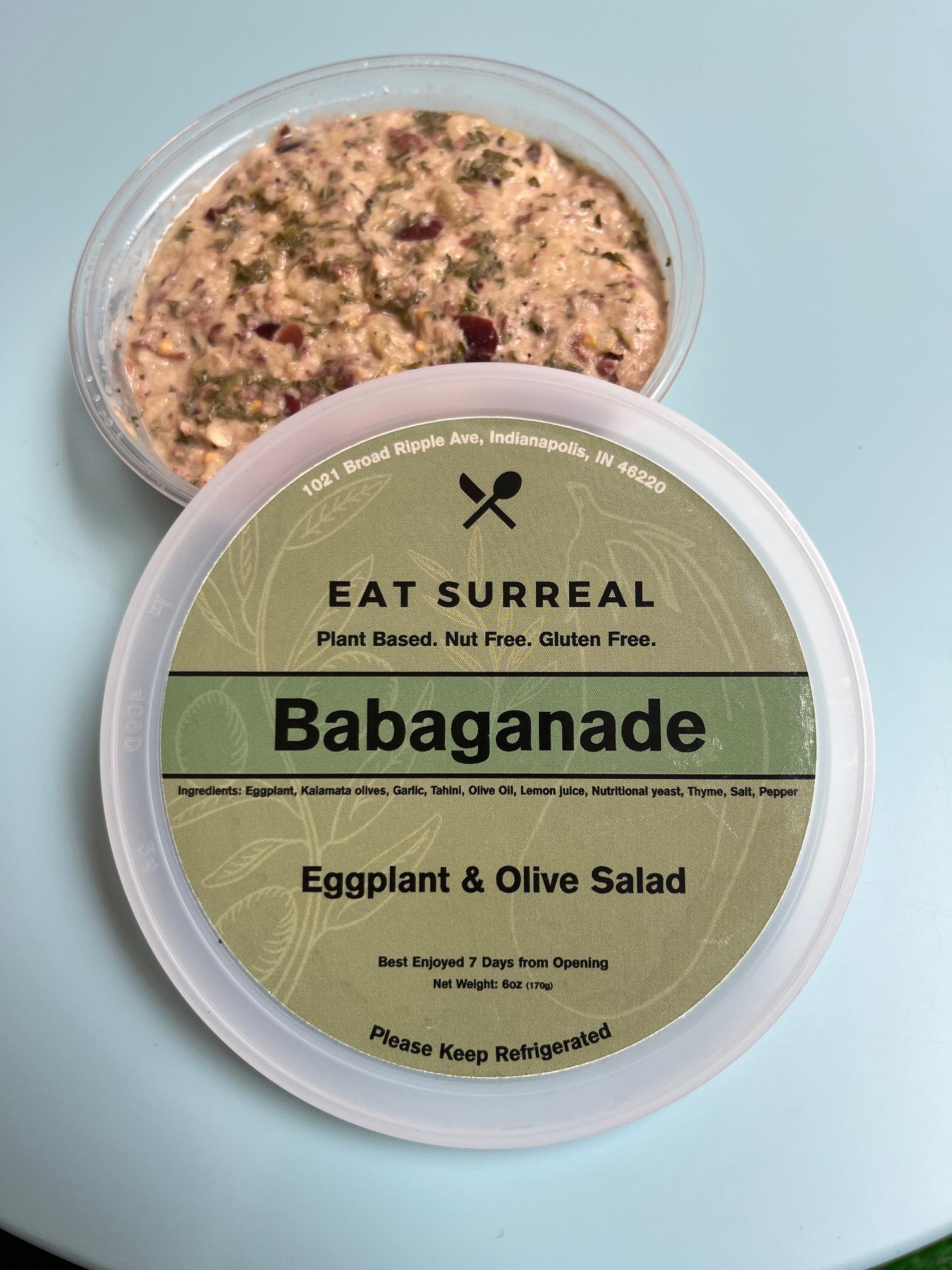 Babaganade vegan eggplant olive spread with smoky baba ghanoush and kalamata tapenade flavors