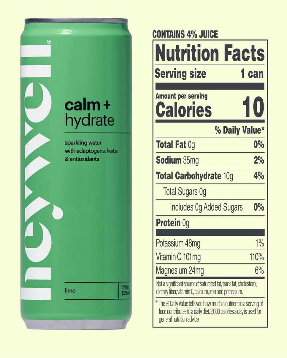 heywell - Calm + Hydrate Sparkling Lime (12oz) - Image 3